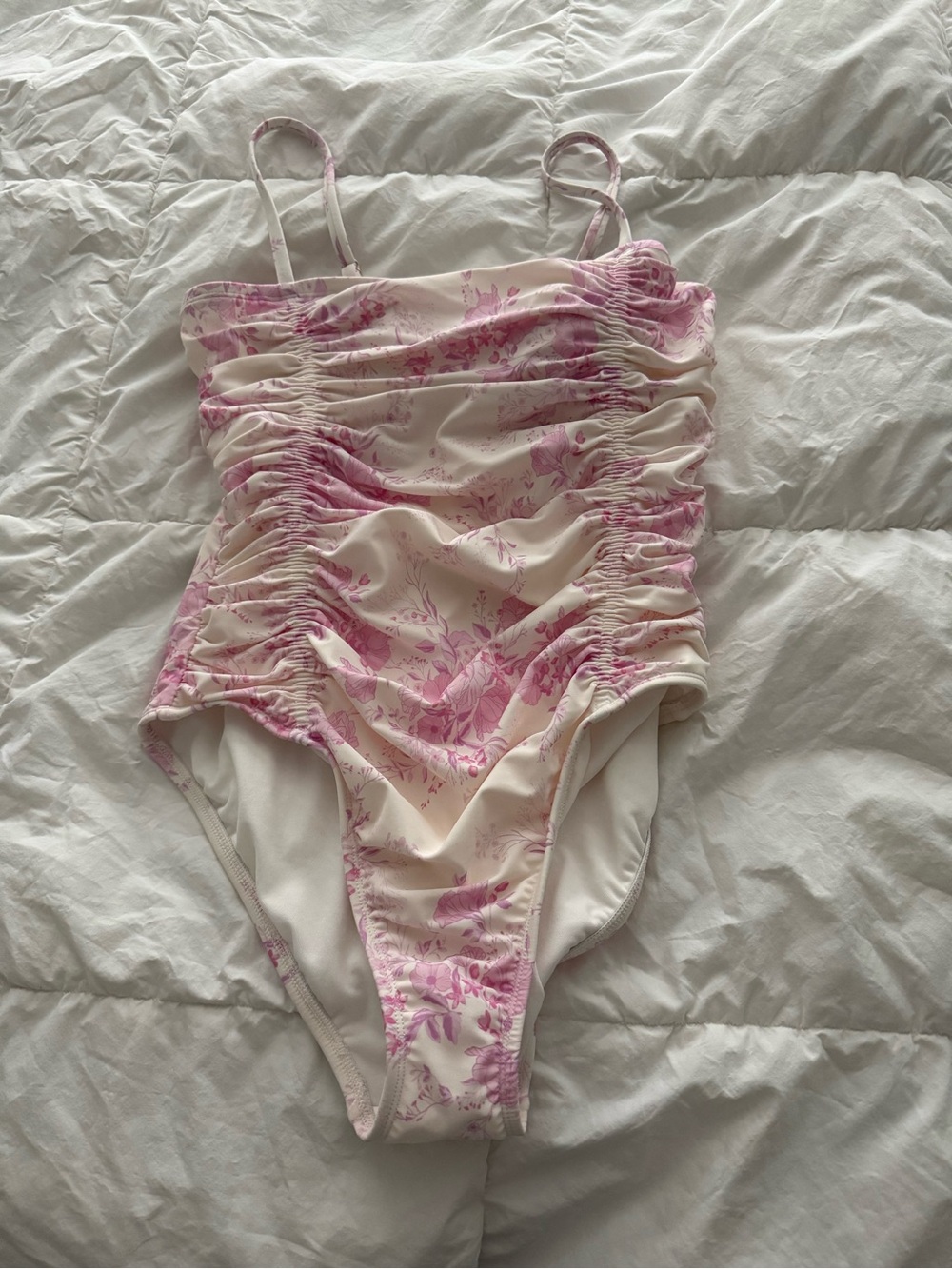 Target Pink Floral Ruched One-Piece Swimsuit